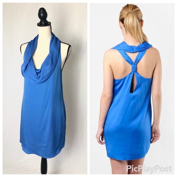 Alice + Olivia Dresses & Skirts - Alice + Olivia Blue Cowl Neck Silk Dress